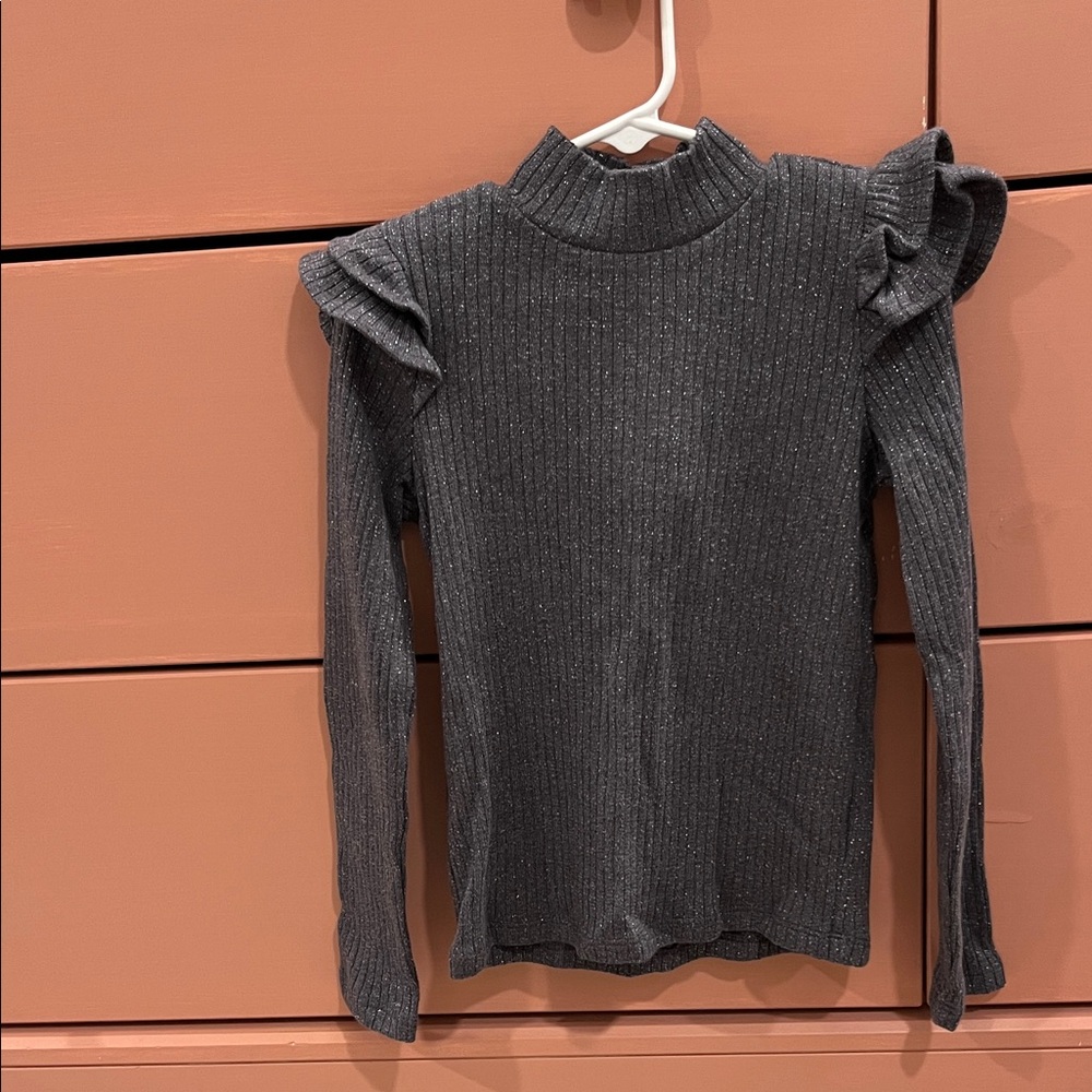 Janie and Jack Charcoal Ruffled Long Sleeve Top